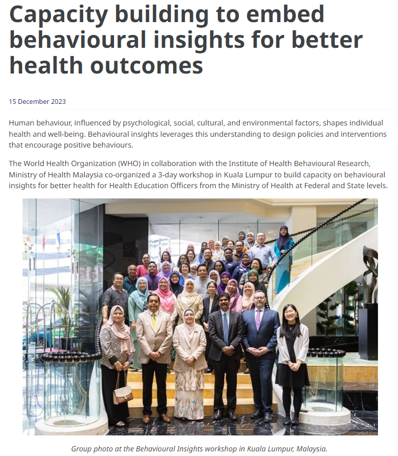 CAPACITY BUILDING TO EMBED BEHAVIOURAL INSIGHTS FOR BETTER HEALTH OUTCOMES