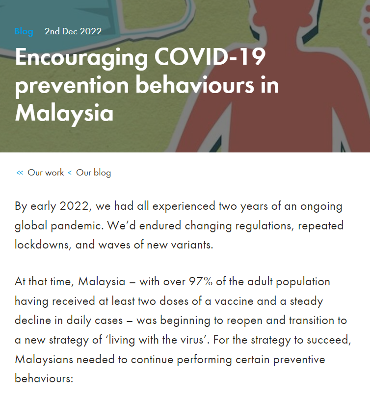 ENCOURAGING COVID 19 PREVENTION BEHAVIOURS IN MALAYSIA