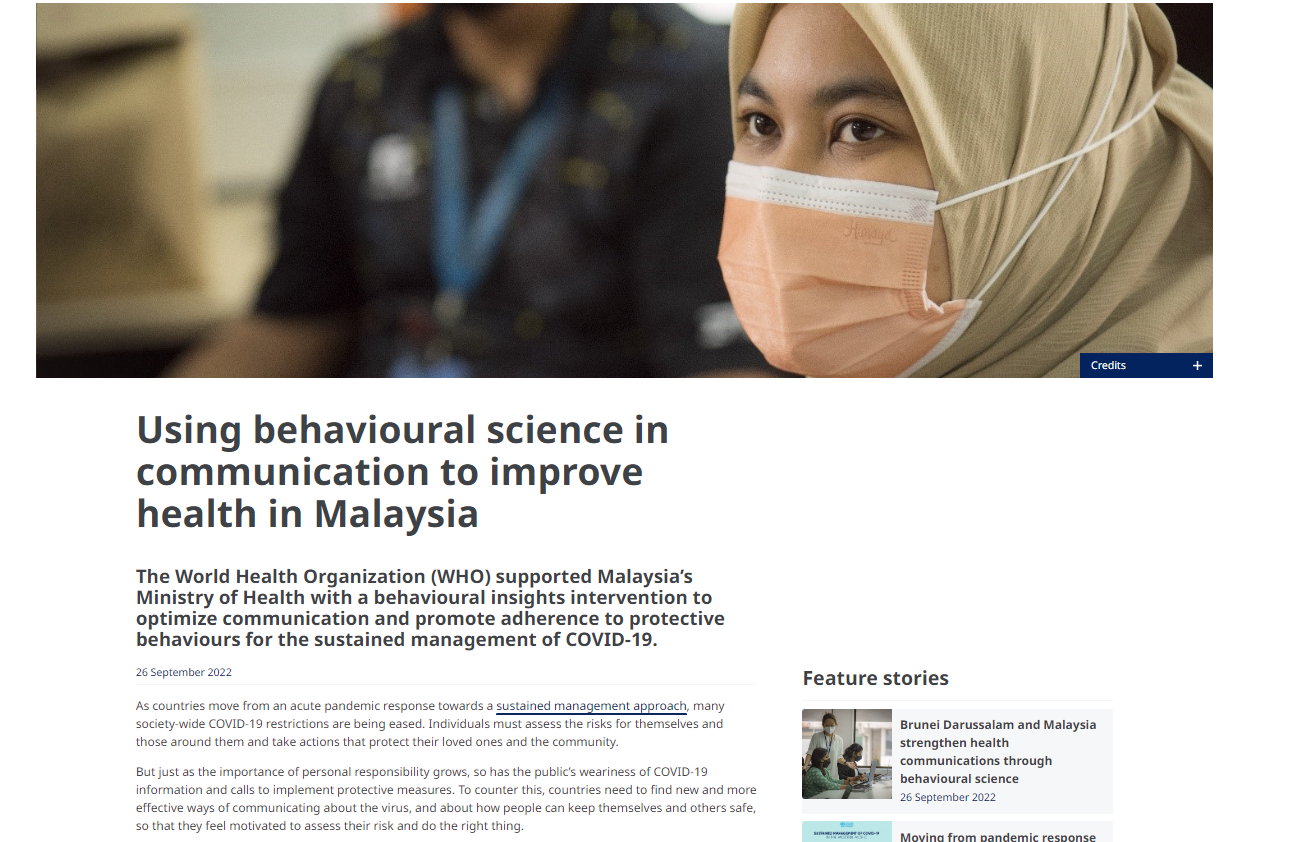 USING BEHAVIOURAL SCIENCE IN COMMUNICATION TO IMPROVE HEALTH IN MALAYSIA